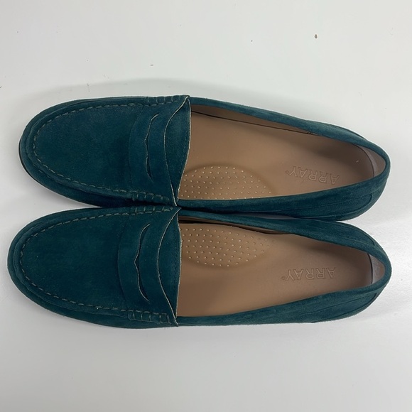 Array Womens Harper Emerald Leather Moc Toe Penny Loafers Shoes Size 8.5 Narrow - Picture 3 of 8